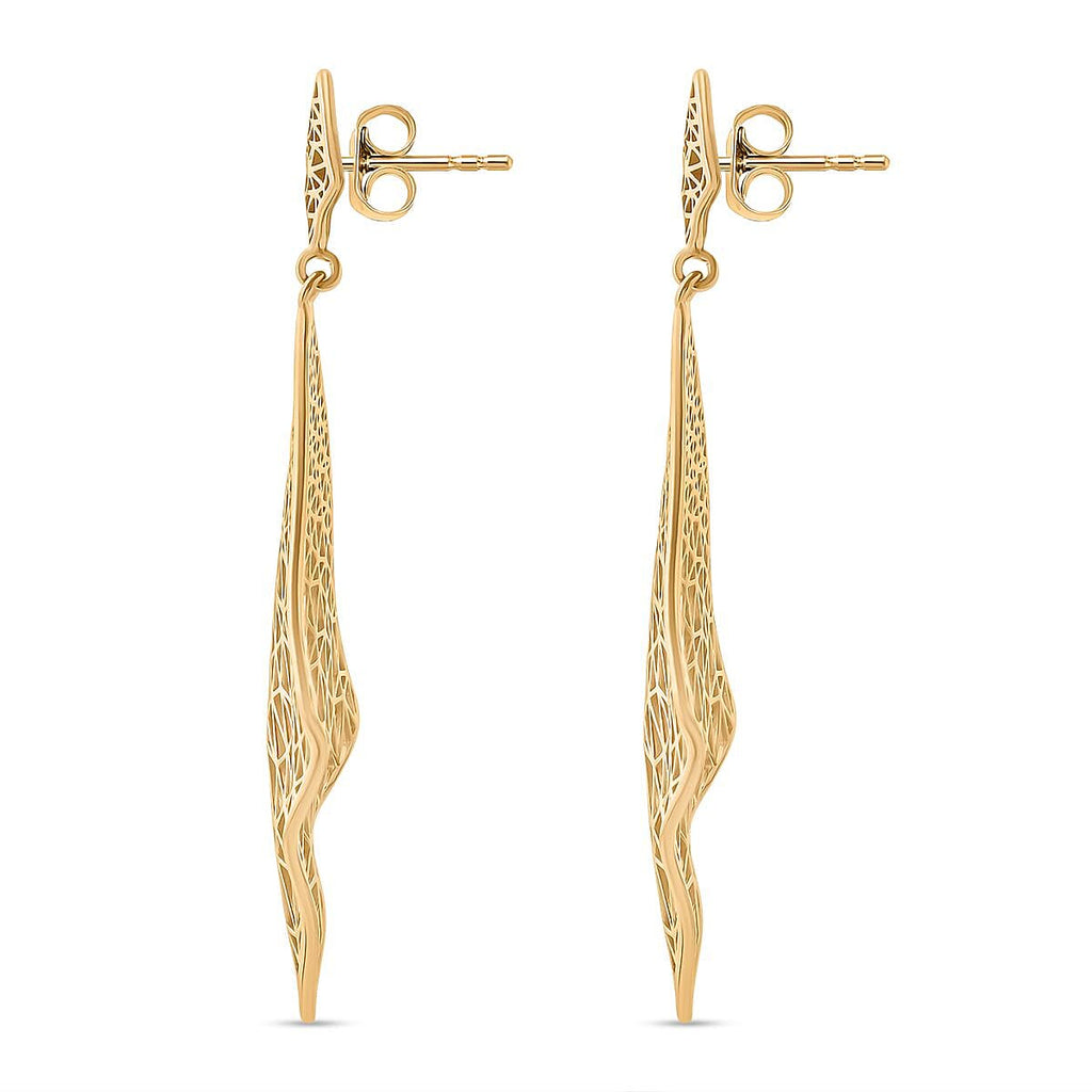 Treasure Of Siam - Sterling Silver Earrings with Push Back in Yellow Gold Plating