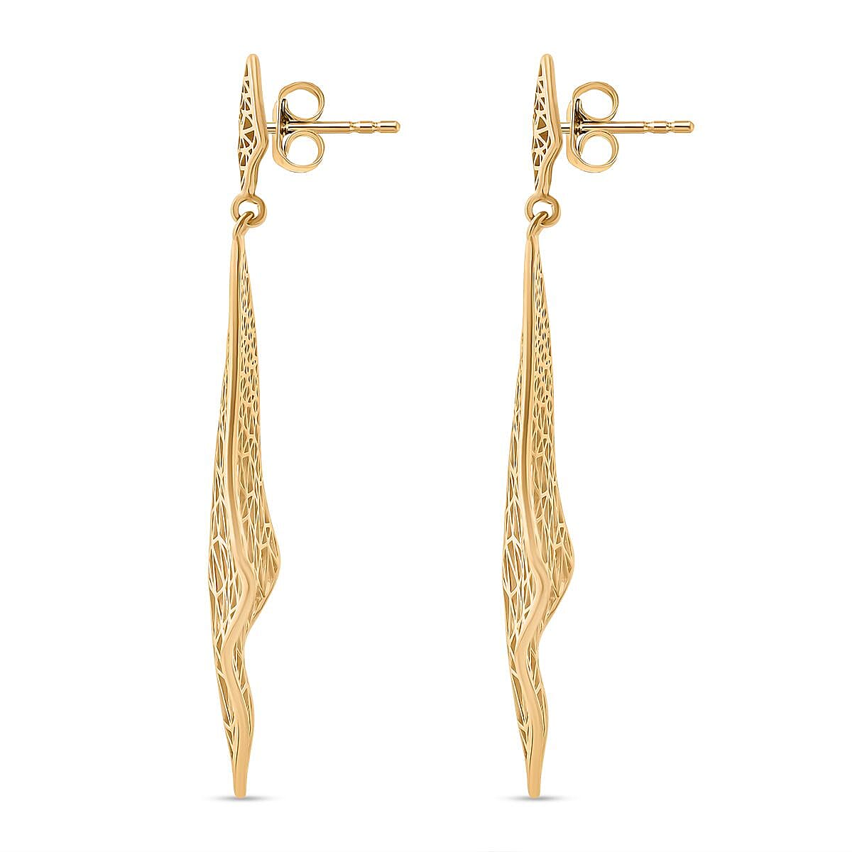 Treasure Of Siam - Sterling Silver Rhombus Earrings with Push Back in Yellow Gold Plating 8194350 3