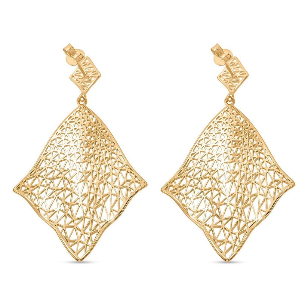 Treasure Of Siam - Sterling Silver Earrings with Push Back in Yellow Gold Plating