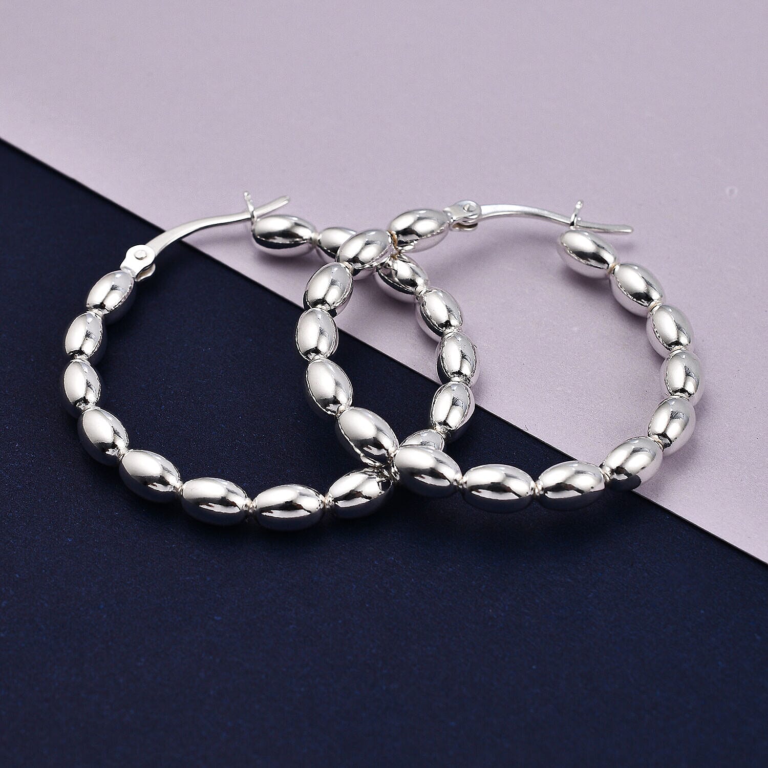 Sterling Silver Hoop Earrings (with Clasp), Silver Wt. 6.10 Gms 7280006 1