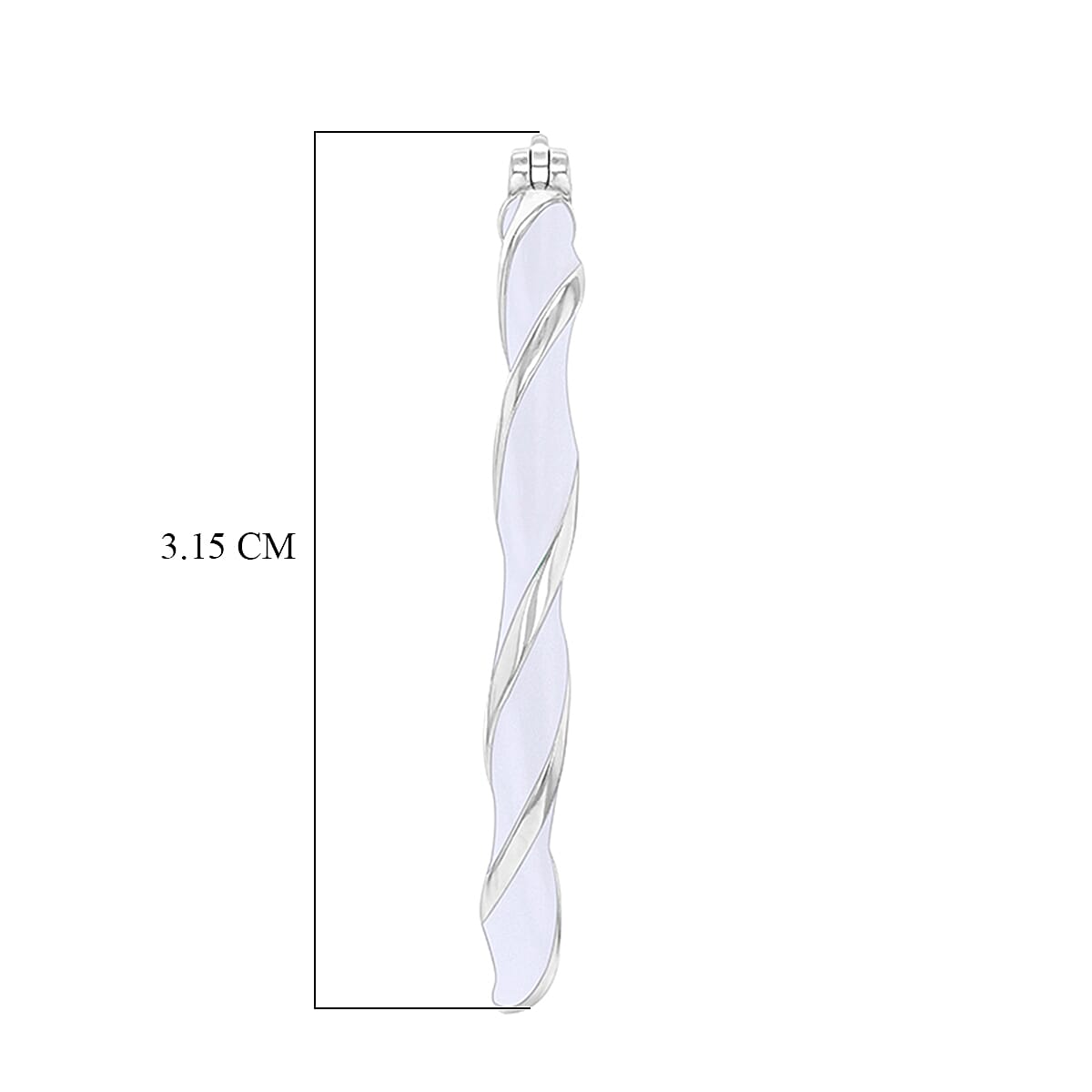 White Enamel Large Twister Hoop Creole Earrings in Sterling Silver Rhodiumplated 31mm 7567814 4