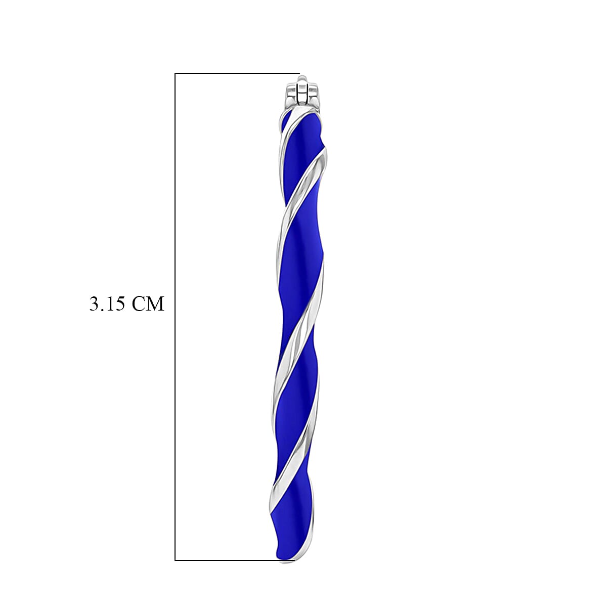 Blue Enamel Large Twister Hoop Earrings in Sterling Silver Rhodium Plated 31mm 7567892 4