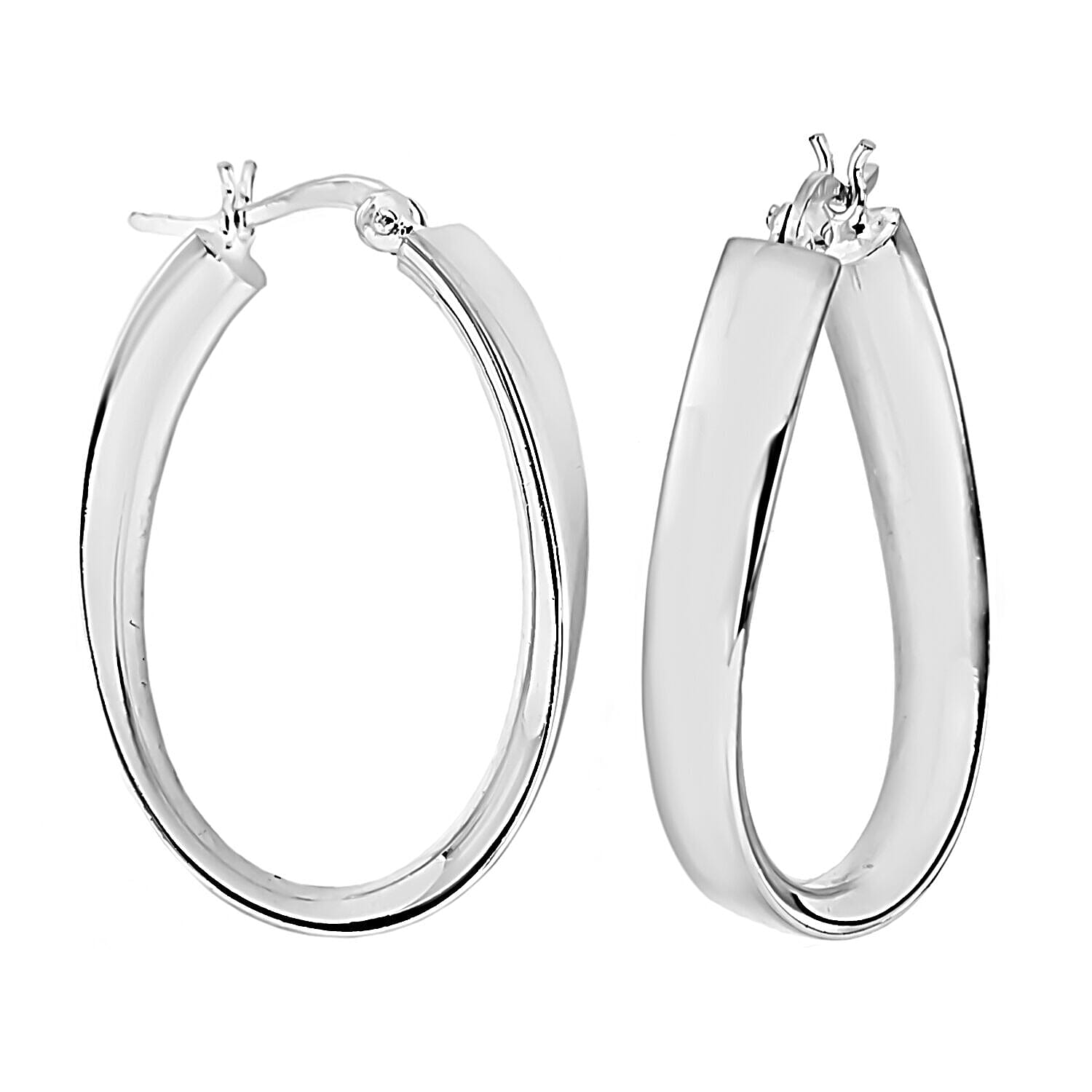 Sterling Silver 20mm x 33mm Oval Twisted Hoop Creole Earrings 7315468 0
