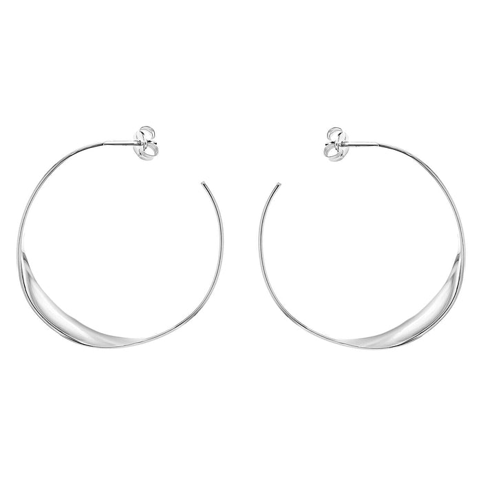 Sterling Silver 37mm Flat Twist Hoop Earrings 7315476 1