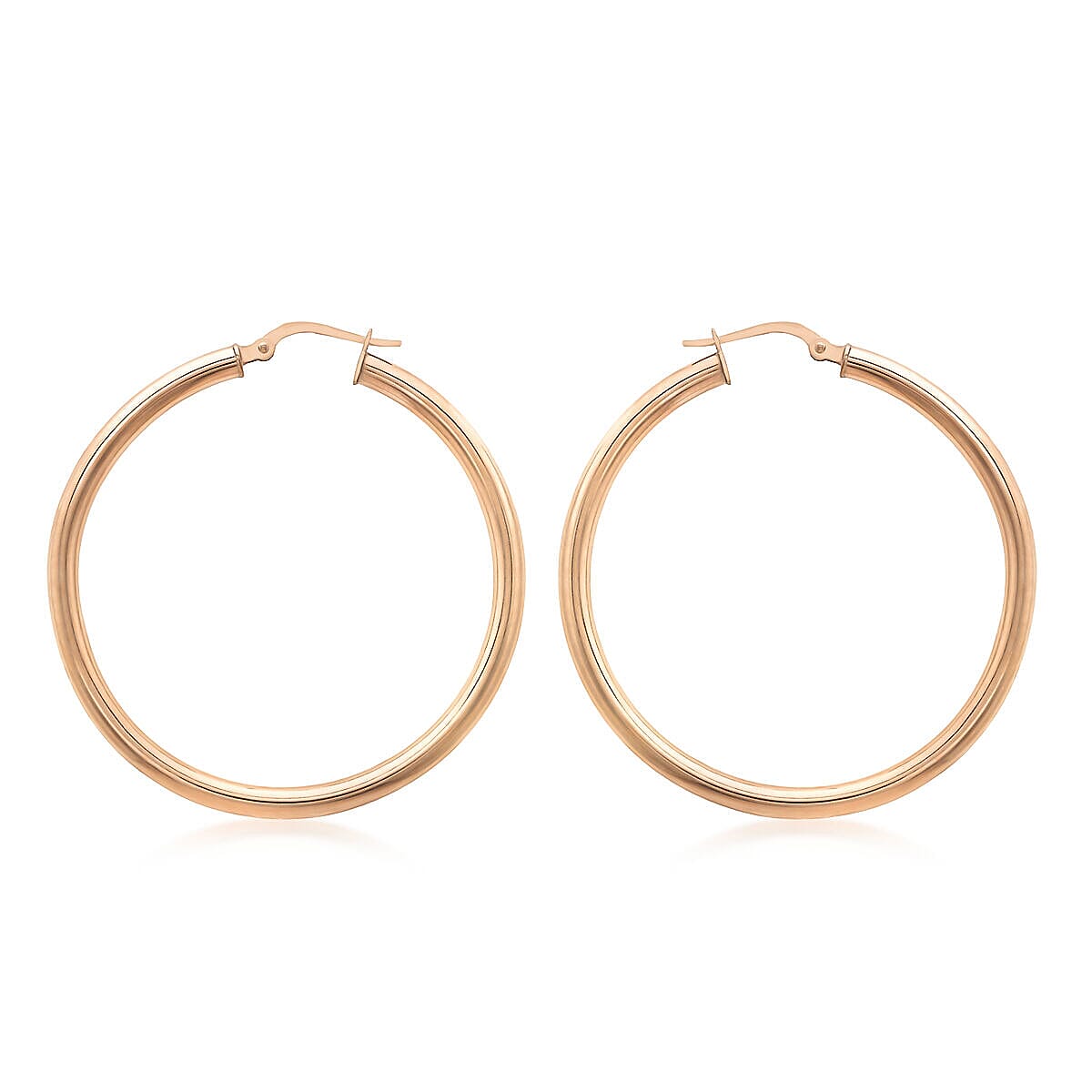 Sterling Silver Rose Gold Plated 50mm Hoop Creole Earrings 7315546 0