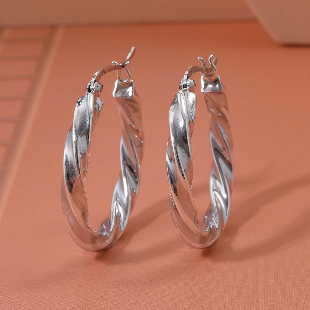 Sterling Silver Hoop Earring with Clasp, Silver Wt. 7.10 Gms.