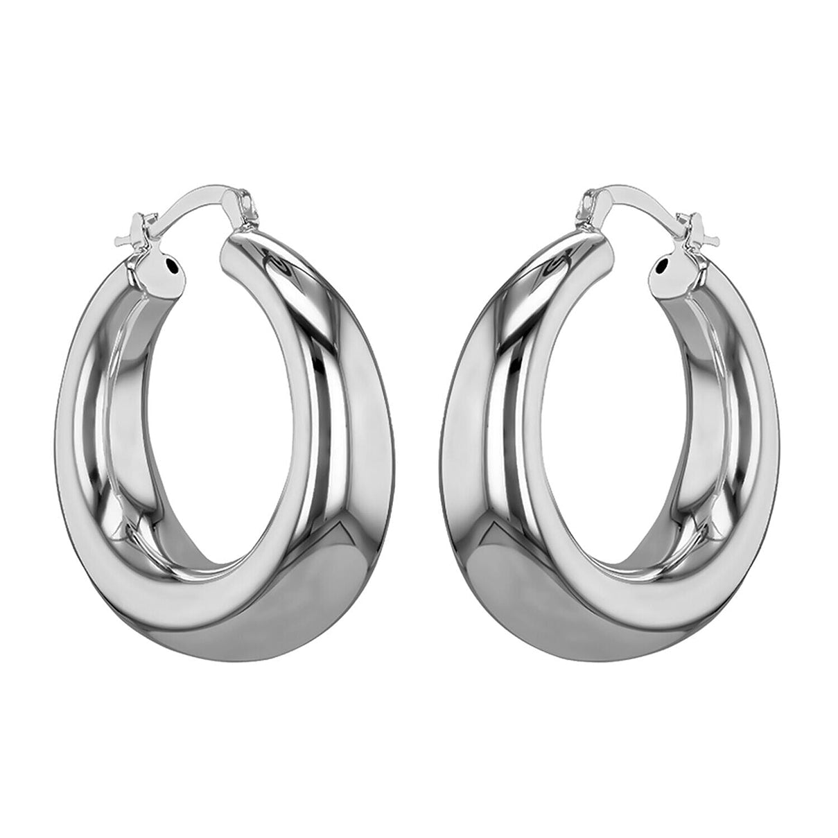 Sterling Silver Electro 32mm Electro Hollow Hoop Creole Earrings 7315458 0