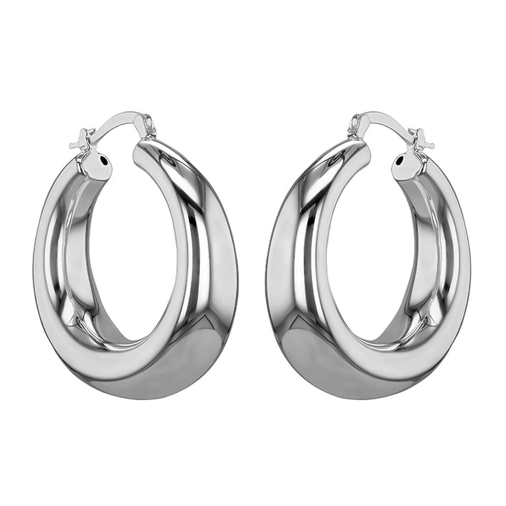 Sterling Silver Electro 32mm Electro Hollow Hoop Creole Earrings 7315458 1