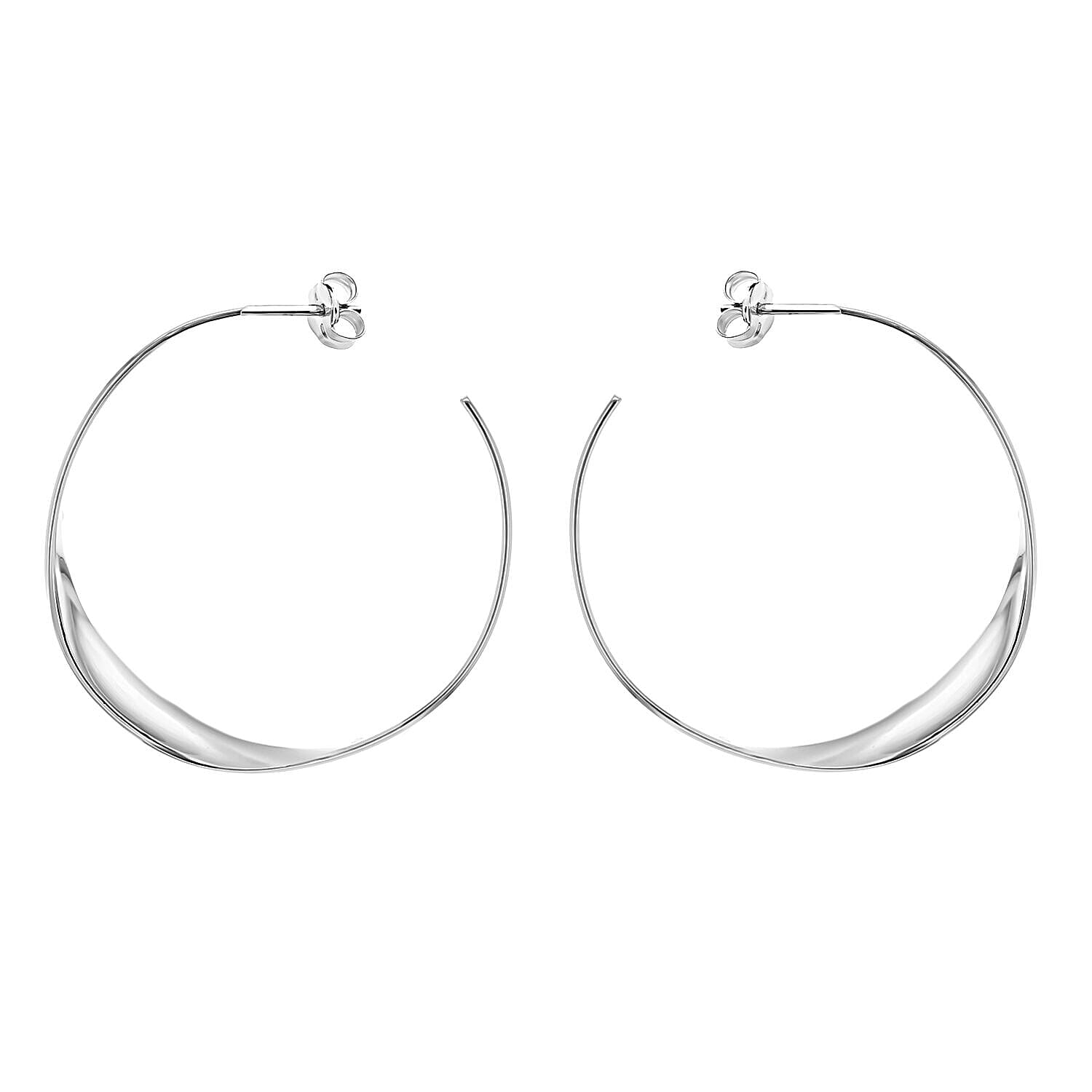 Sterling Silver 40mm Single Twist Hoop Earrings 7315469 0