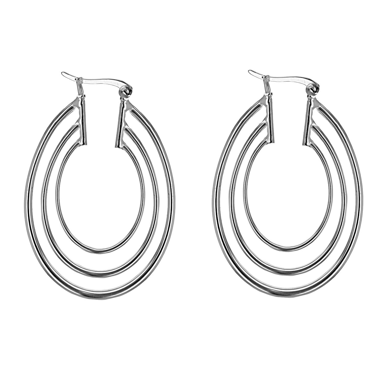 Sterling Silver Triple Oval Creole Earrings 7315467 0