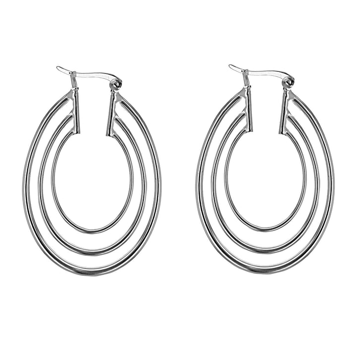 Sterling Silver Triple Oval Creole Earrings 7315467 1