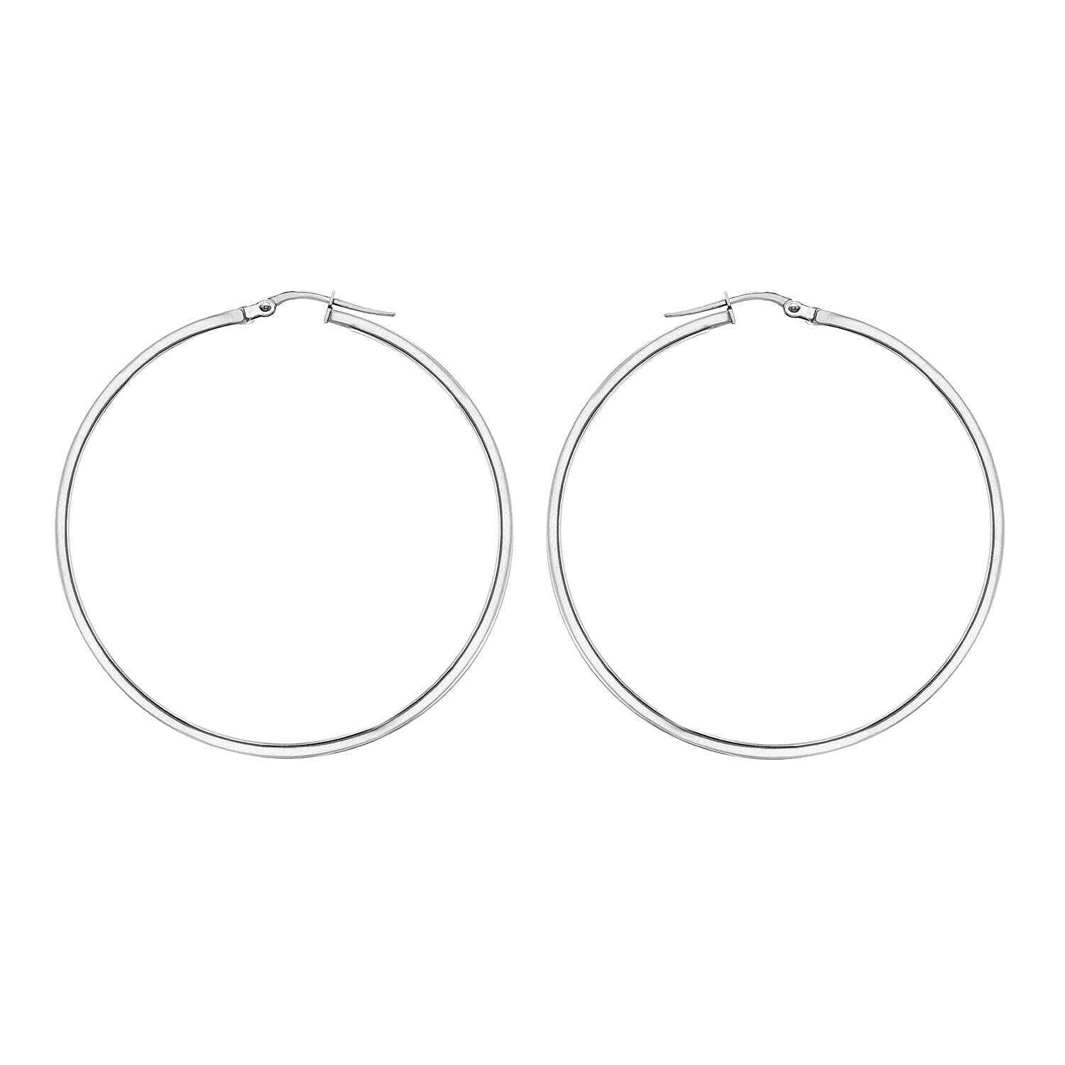 Sterling Silver 60mm SquareTube Hoop Earrings 7315477 0