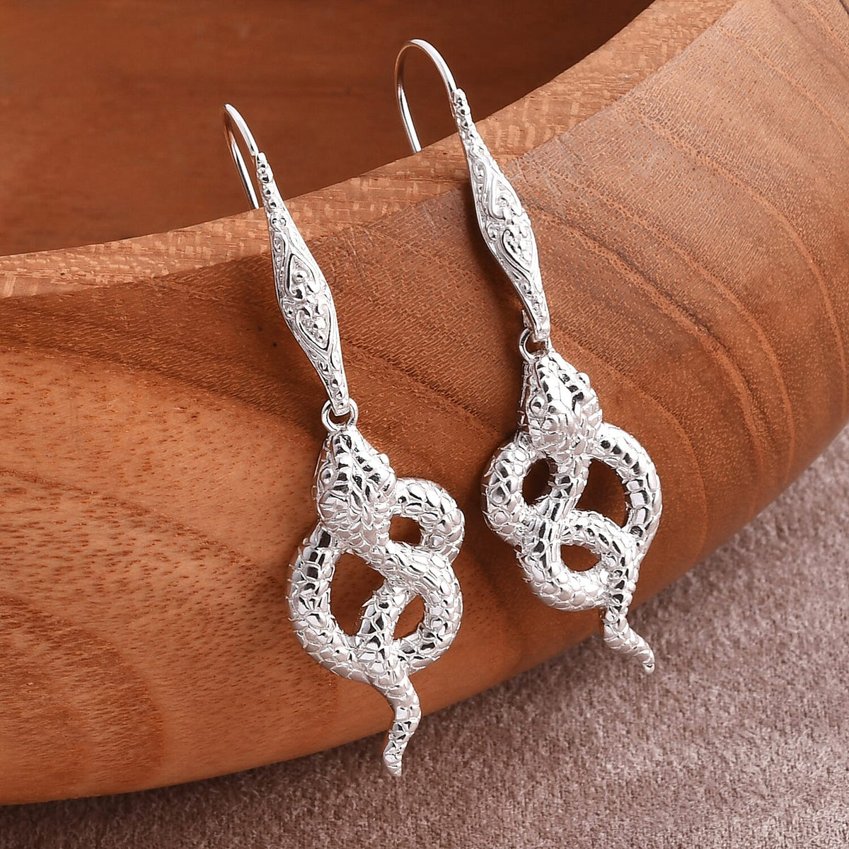 Royal Bali Collection Sterling Silver Coiled Snake Earring with Hook 8237047 1