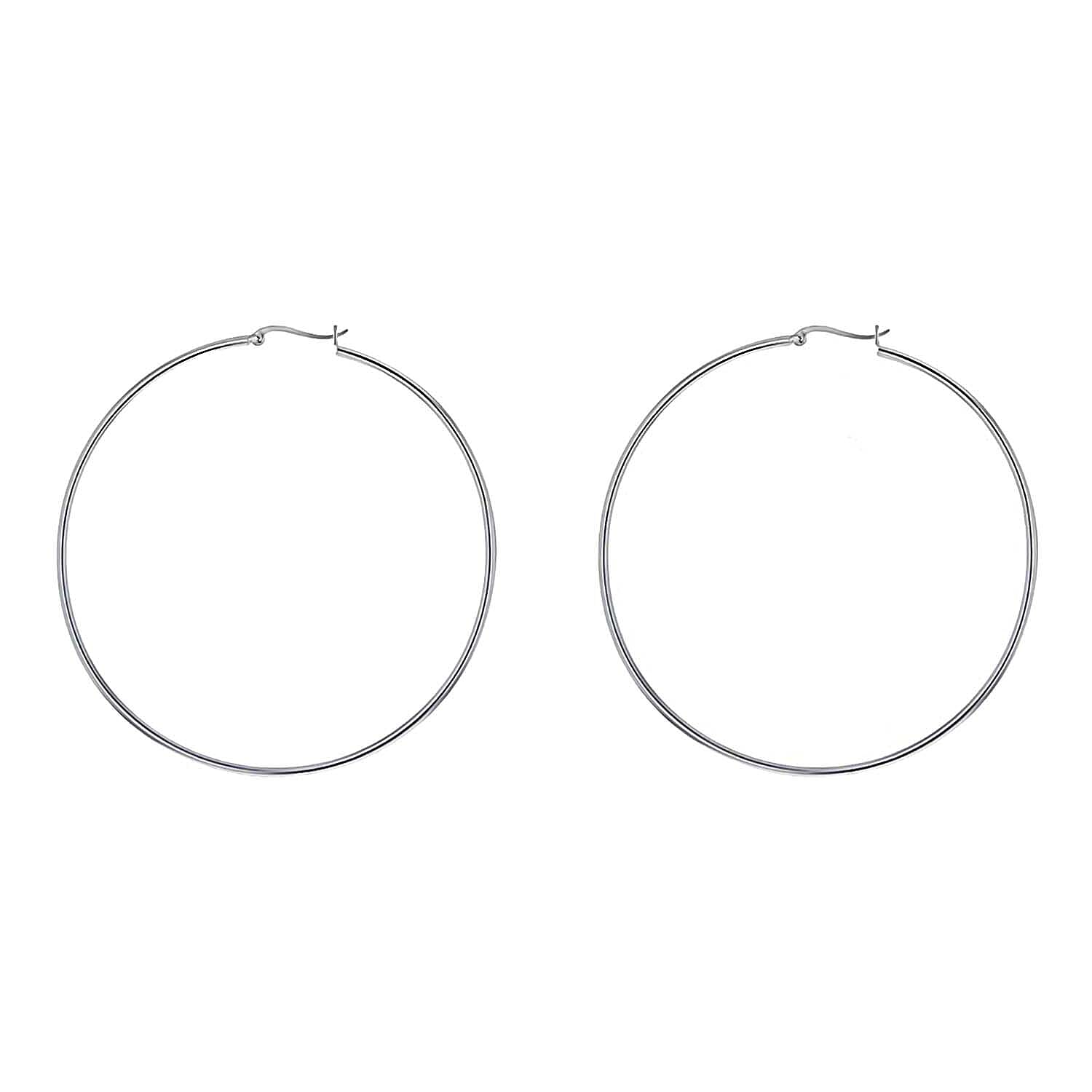Sterling Silver 80mm Hoop Creole Earrings 7315459 0