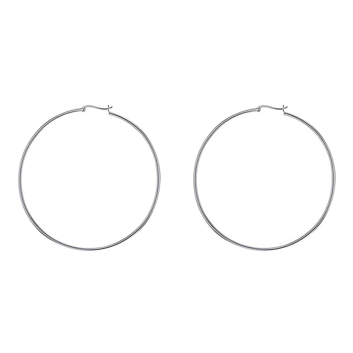 Sterling Silver 80mm Hoop Creole Earrings 7315459 1