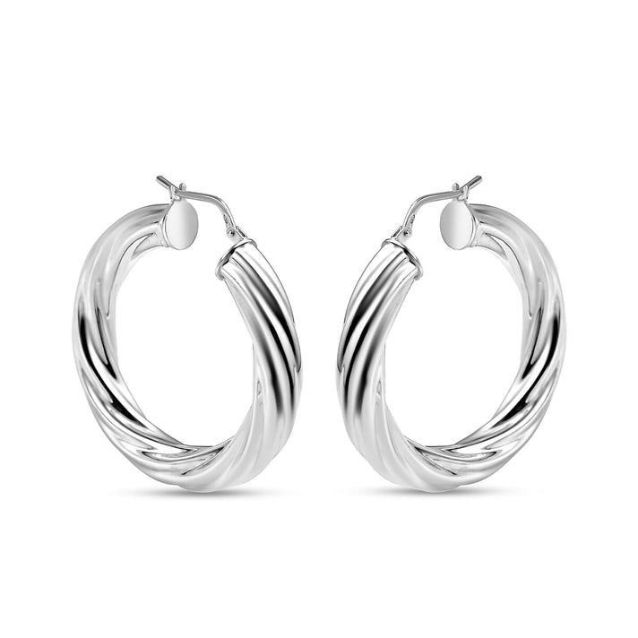 Sterling Silver Twisted Hoop Earrings, Silver Wt. 8 Gms 7688242 1