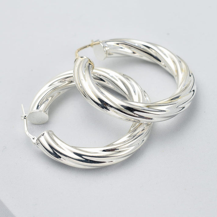 Sterling Silver Twisted Hoop Earrings, Silver Wt. 8 Gms 7688242 2