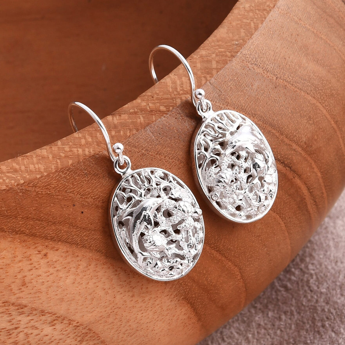 D'joy Royal Bali Collection Sterling Silver Sealife Earring with Hook 8237048 1