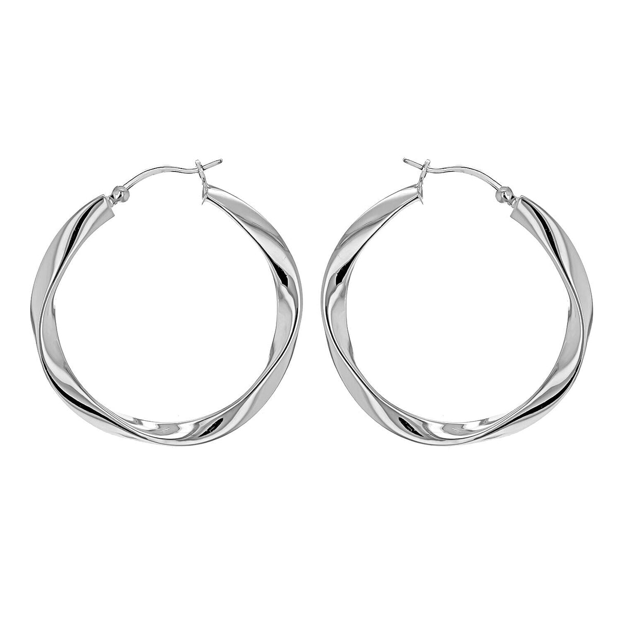 Sterling Silver 4mm Twist Tube 40mm Hoop Creole Earrings 7315478 0