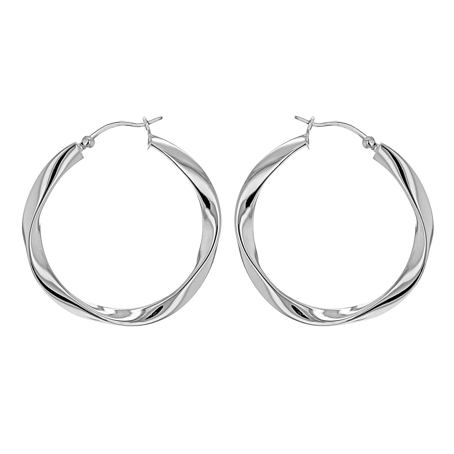 Sterling Silver 4mm Twist Tube 40mm Hoop Creole Earrings 7315478 0