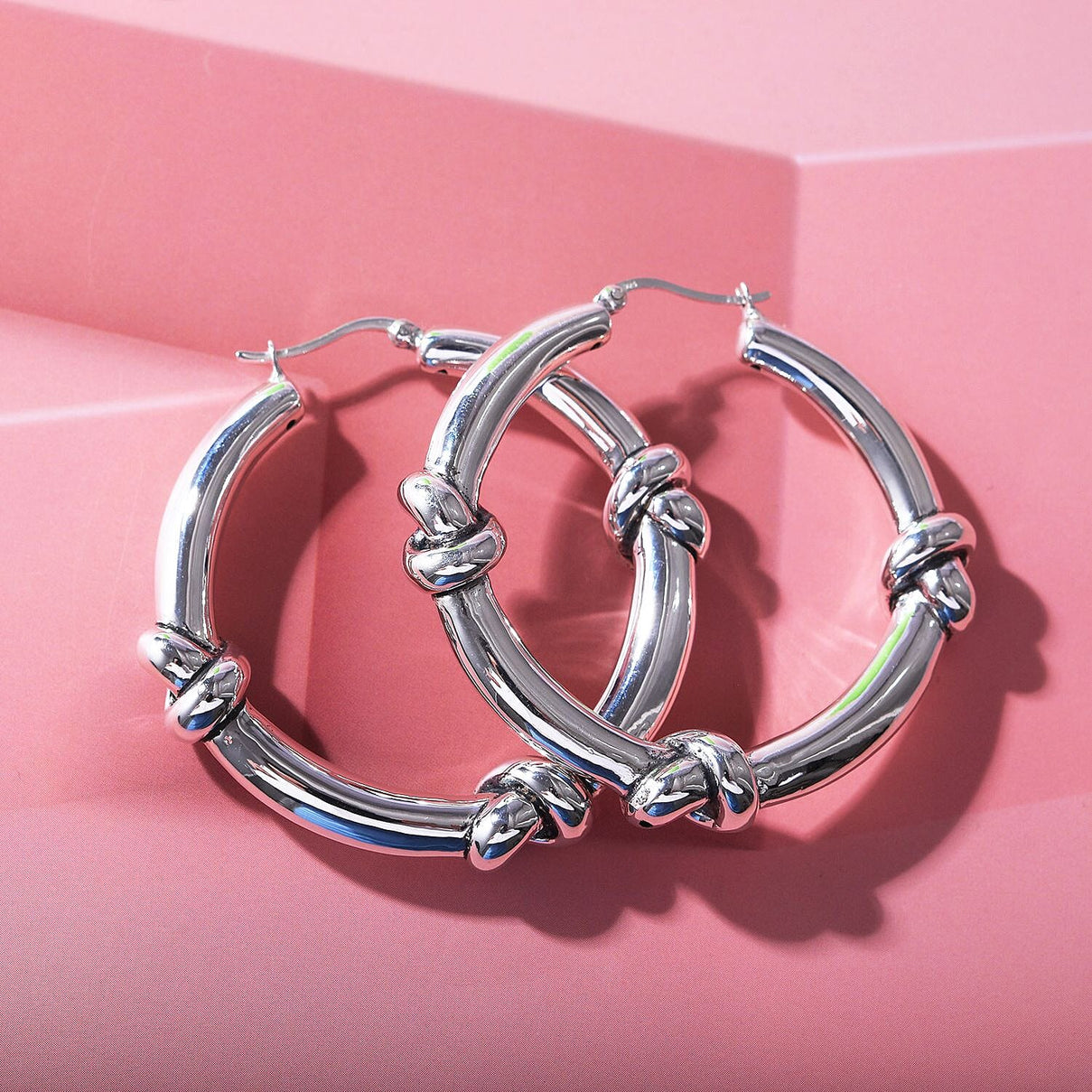 Designer Inspired Closeout  Sterling Silver KNOT Earring With Clasp 7801292 1