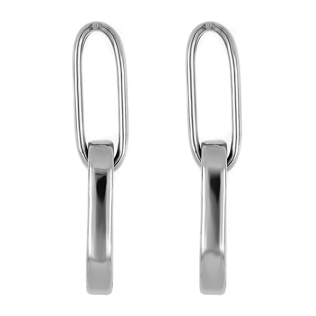 LA BELLA - Broad Paperclip Sterling Silver Earrings With Push Back 7902658 3