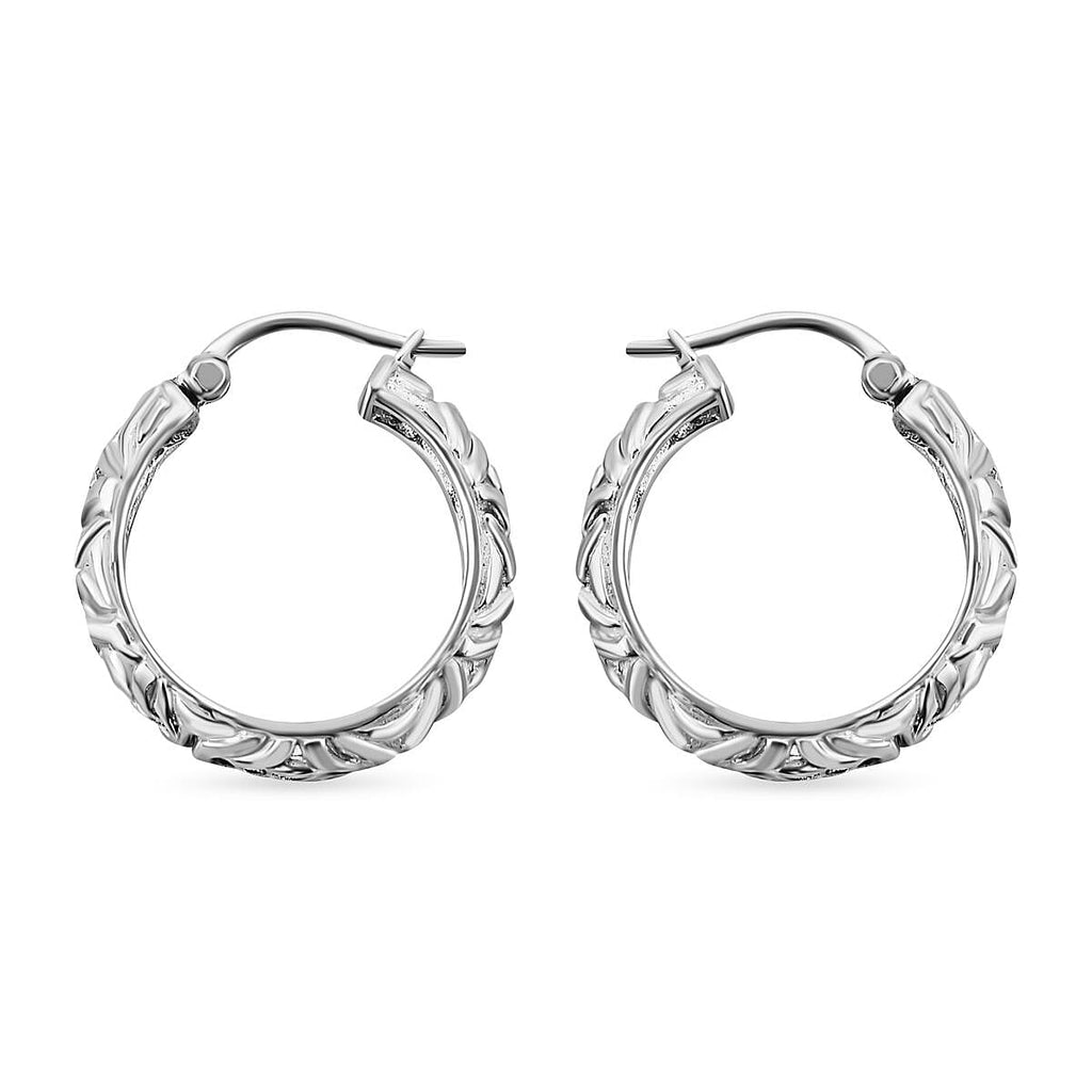 Royal Bali - Sterling Silver Hoop Earrings Silver Wt. 6.20 Gms