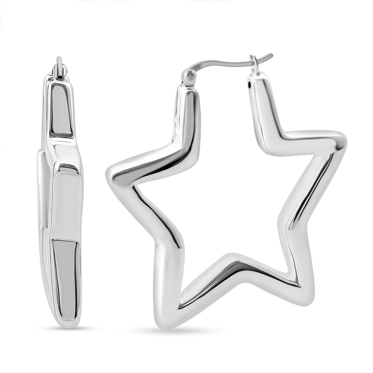 Close Out Deal- Sterling Silver Star Hoop Earring with Clasp 8248552 0