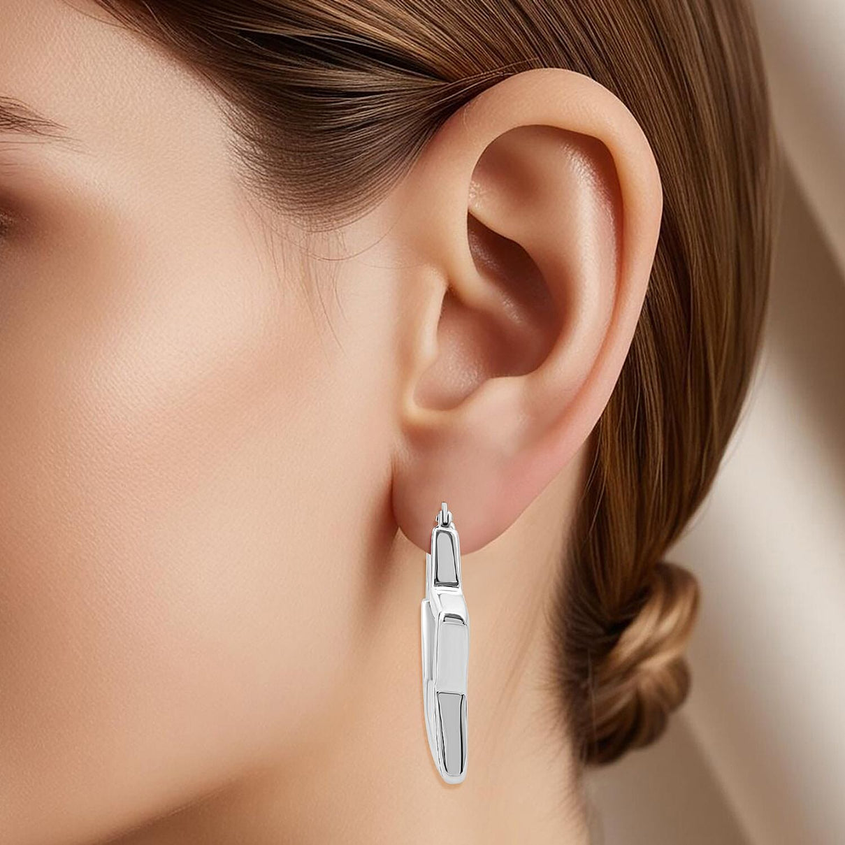 Close Out Deal- Sterling Silver Star Hoop Earring with Clasp 8248552 2