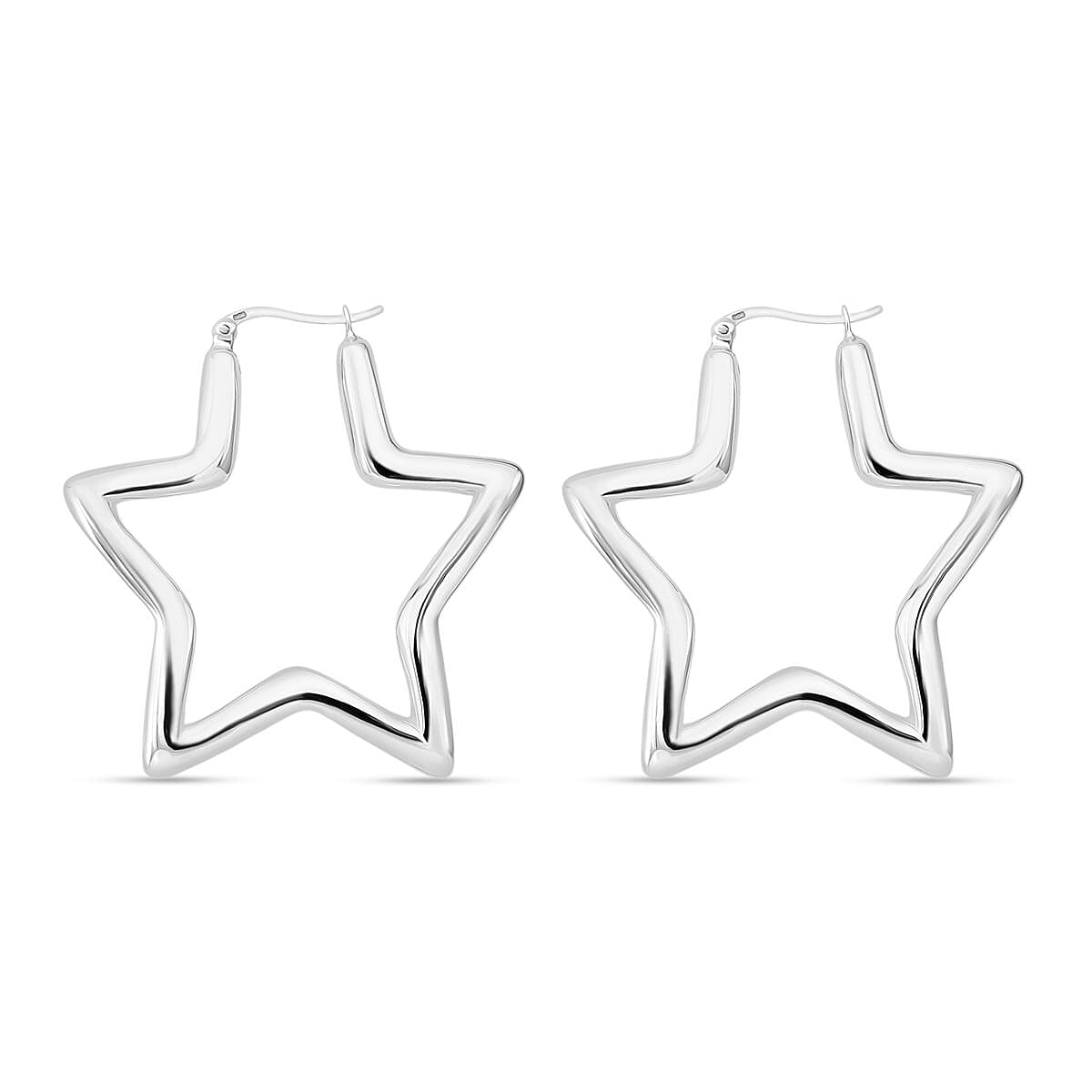 Close Out Deal- Sterling Silver Star Hoop Earring with Clasp 8248552 3