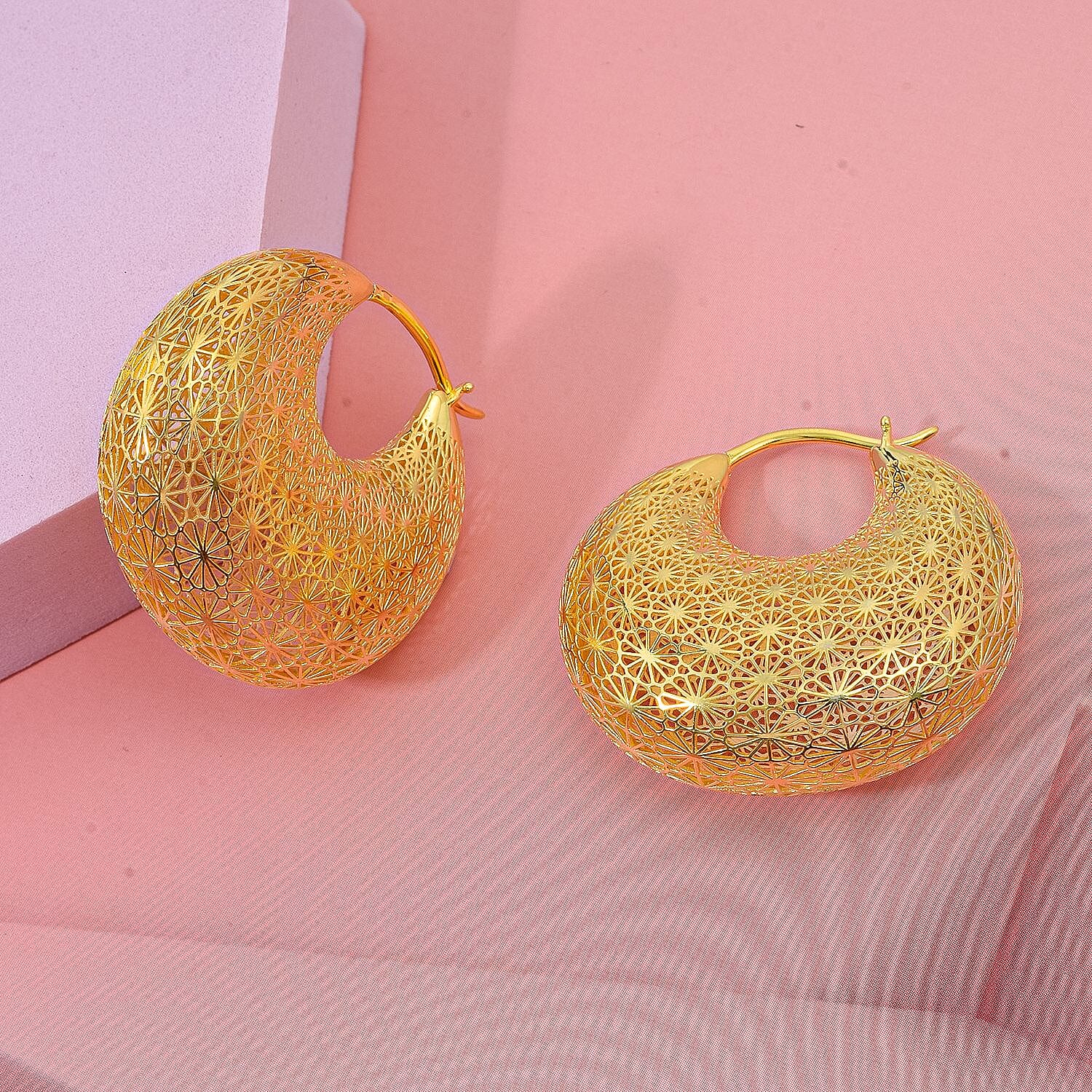 Sterling Silver Earring with Clasp in Yellow Gold Plating, Silver Wt. 11.24 Gms. 8239481 1