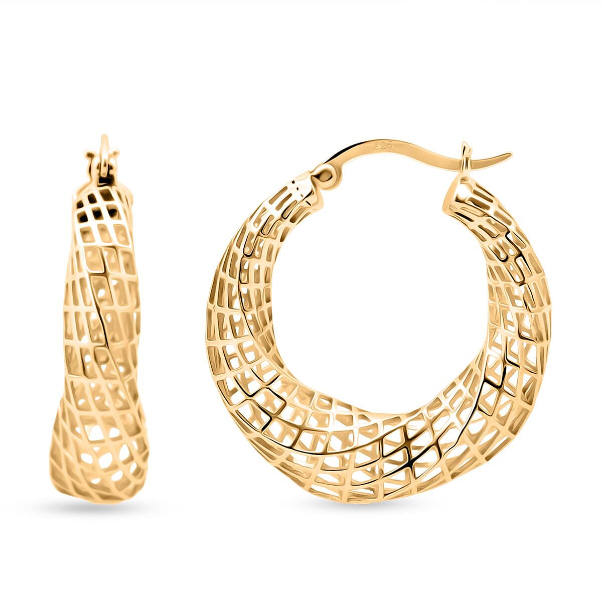 Sterling Silver Earring with Clasp in Yellow Gold Plating, Silver Wt. 6.80 Gms. 8239482 0