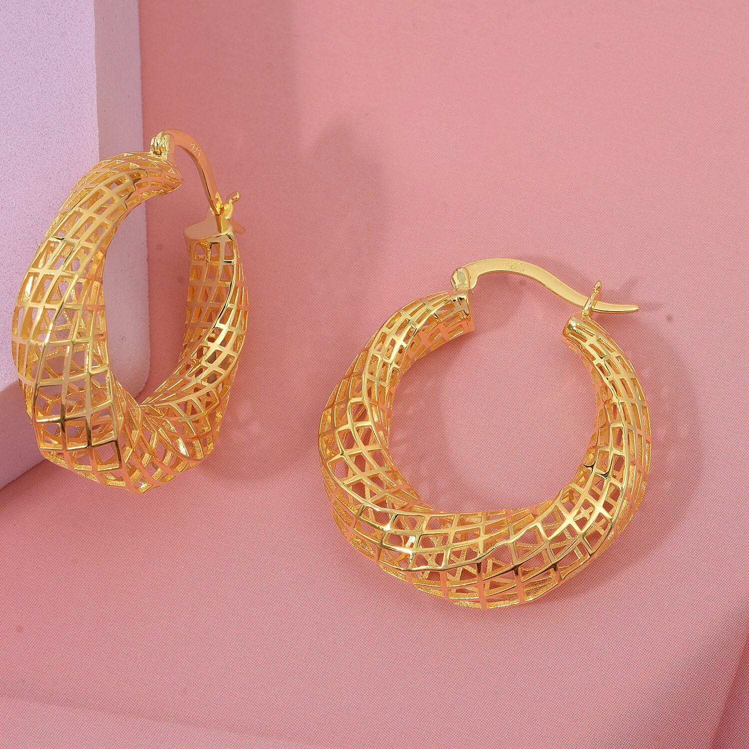Sterling Silver Earring with Clasp in Yellow Gold Plating, Silver Wt. 6.80 Gms. 8239482 1