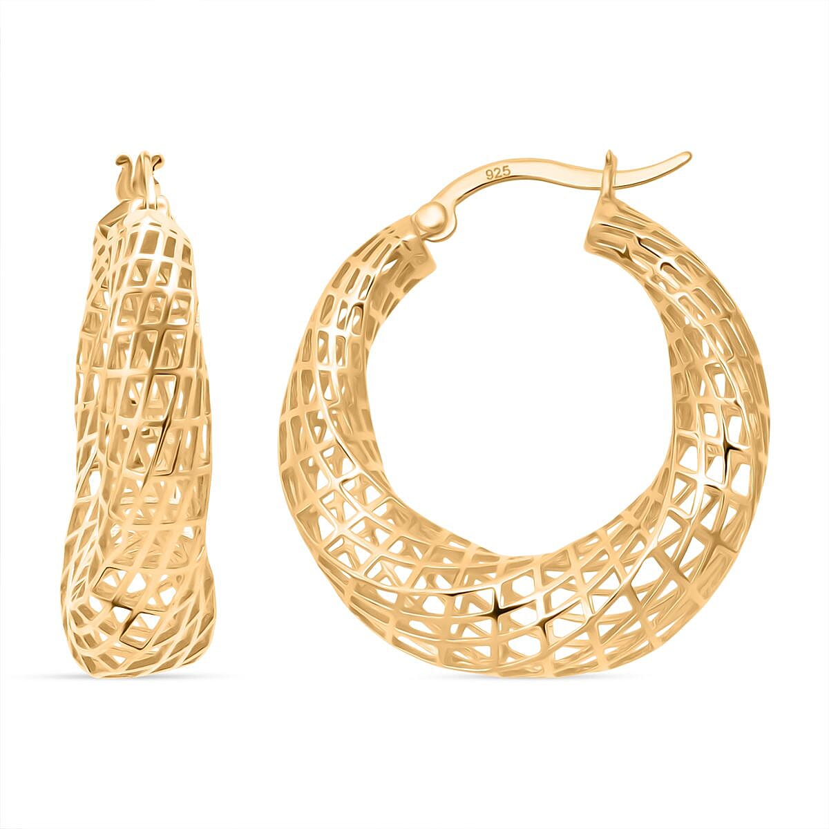 Sterling Silver Earring with Clasp in Yellow Gold Plating, Silver Wt. 6.75 Gms. 8239483 0