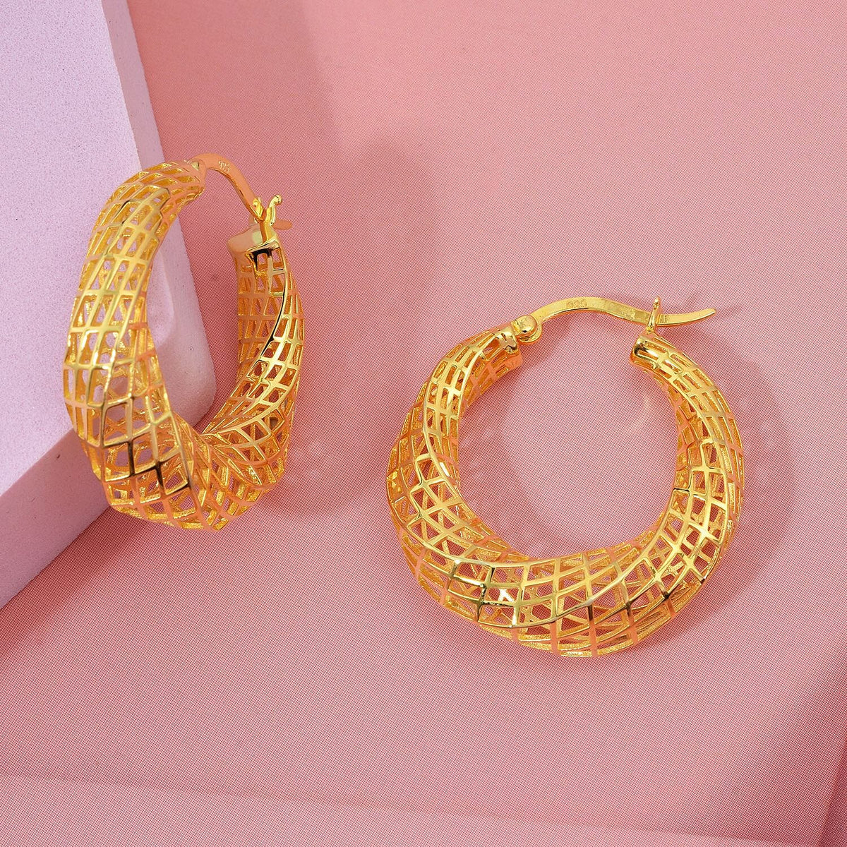Sterling Silver Earring with Clasp in Yellow Gold Plating, Silver Wt. 6.75 Gms. 8239483 1