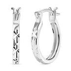 Sterling Silver Diamond Cut Hoop Earrings with Clasp