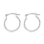 Sterling Silver Diamond Cut Hoop Earrings with Clasp