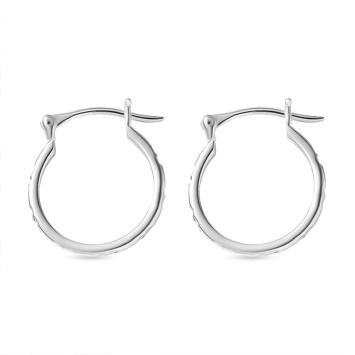 Sterling Silver Diamond Cut Hoop Earrings with Clasp 8282726 4