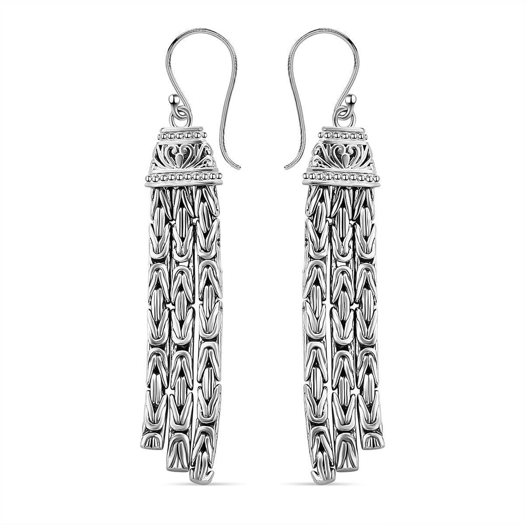 Royal Bali Collection- Borobudur Handmade Sterling Silver Earrings, Silver Wt. 16.00 Gms