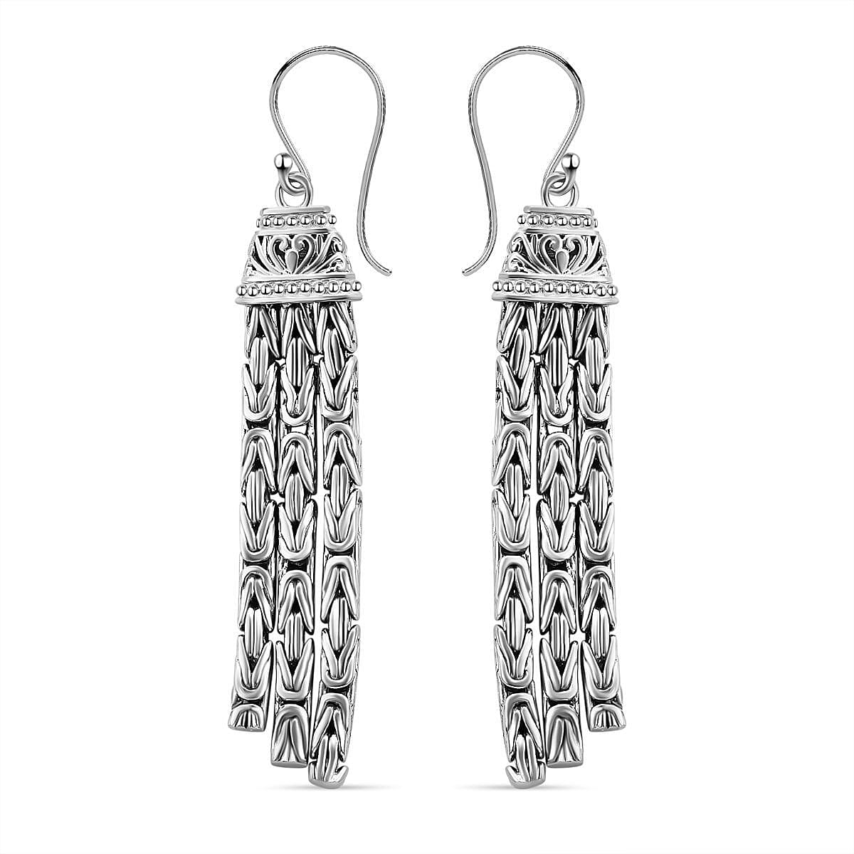 Royal Bali Collection- Borobudur Handmade Sterling Silver Earrings, Silver Wt. 16.00 Gms 7620001 0