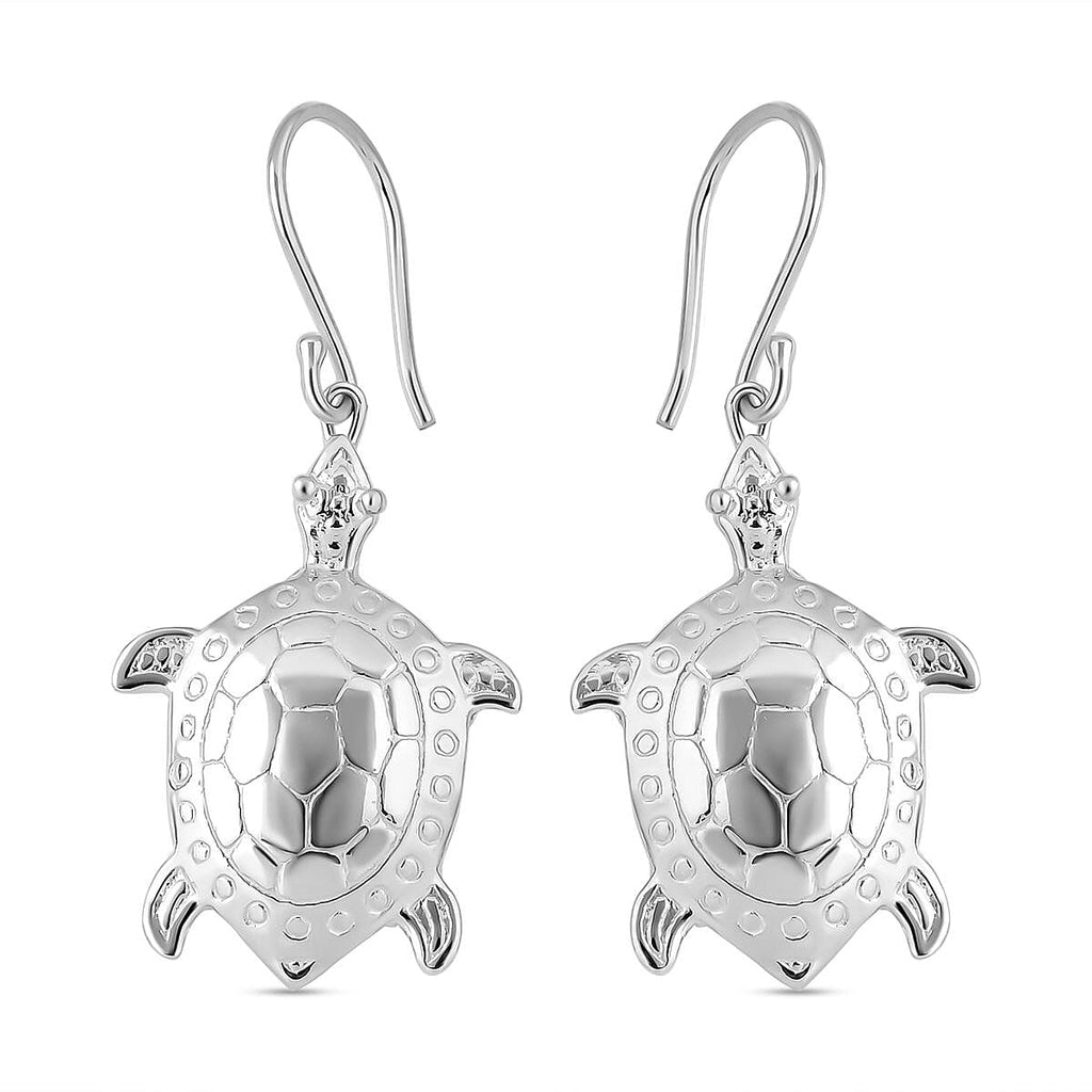 Royal Bali Collection - Turtle Earring with Hook in Sterling Silver
