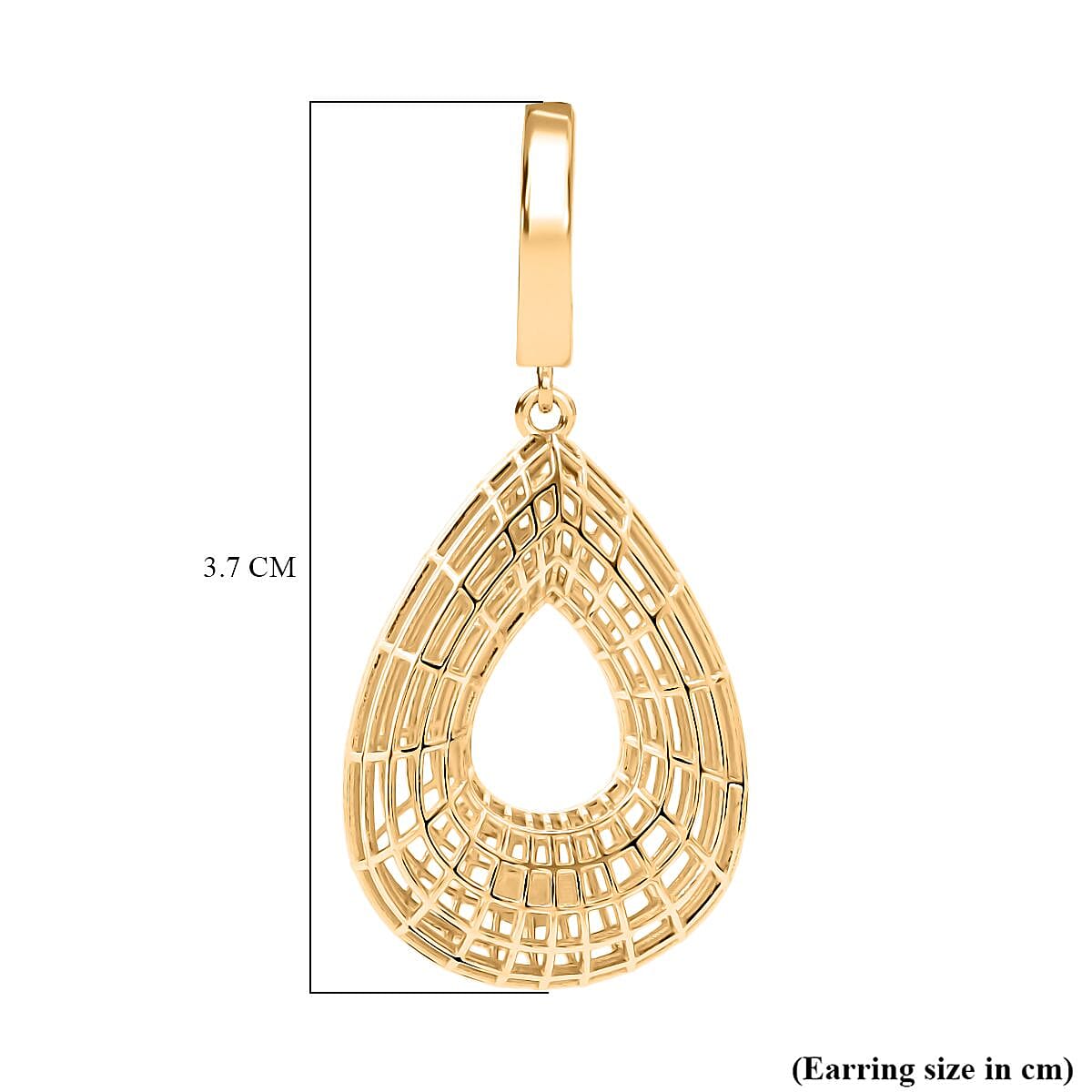 Treasure of Siam - Sterling Silver Openwork Teardrop Earring with Hoop in Yellow Gold Plating 8239542 5