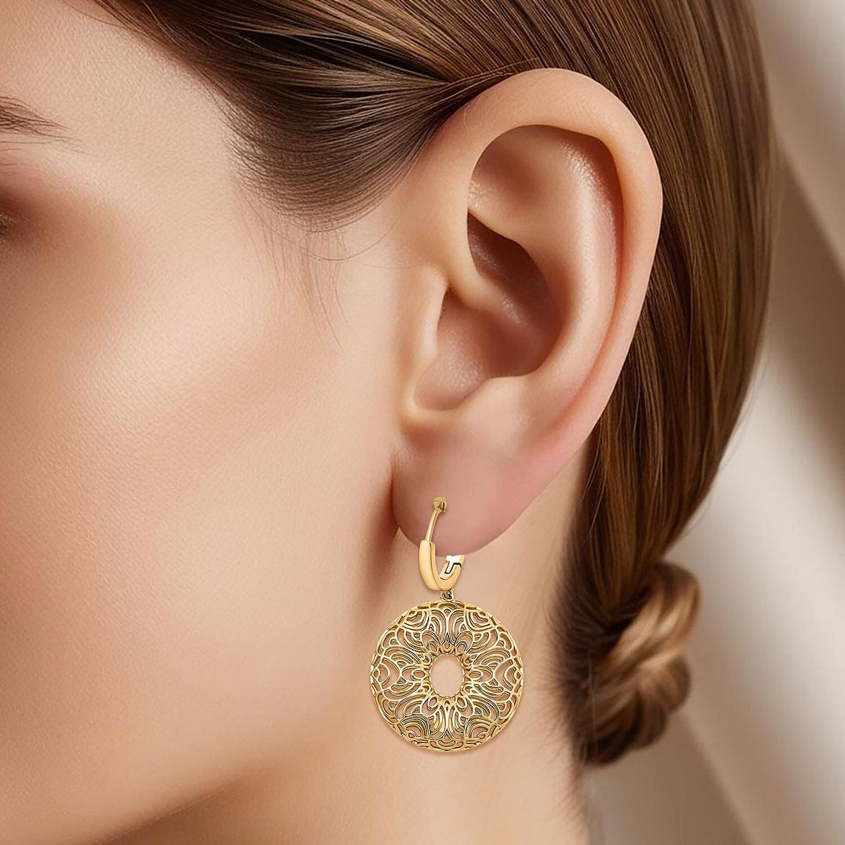 Sterling Silver Earring with Hoop in Yellow Gold Plating, Silver Wt. 6.85 Gms. 8239540 2
