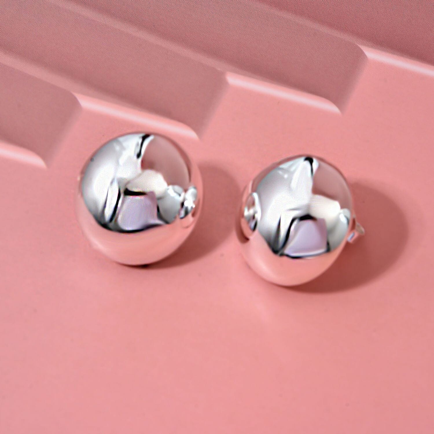 Close Out Deal - Half Ball Stud Earrings in Sterling Silver Push Back 8248547 1