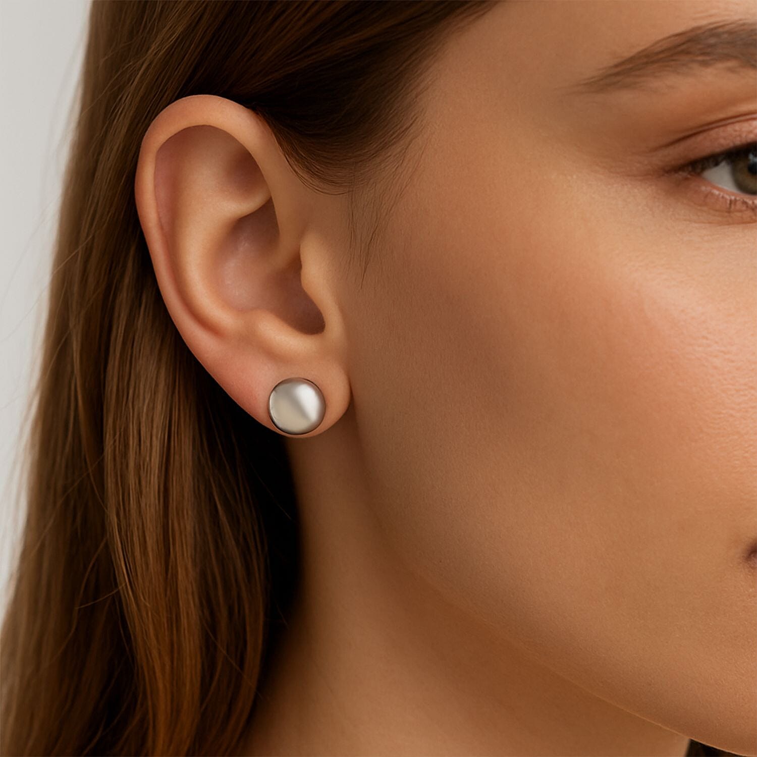 Close Out Deal - Half Ball Stud Earrings in Sterling Silver Push Back 8248547 2