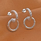 Royal Bali Collection - Sterling Silver Hammered Texture Earrings with Push Back, Silver Wt. 6.20 Gms.