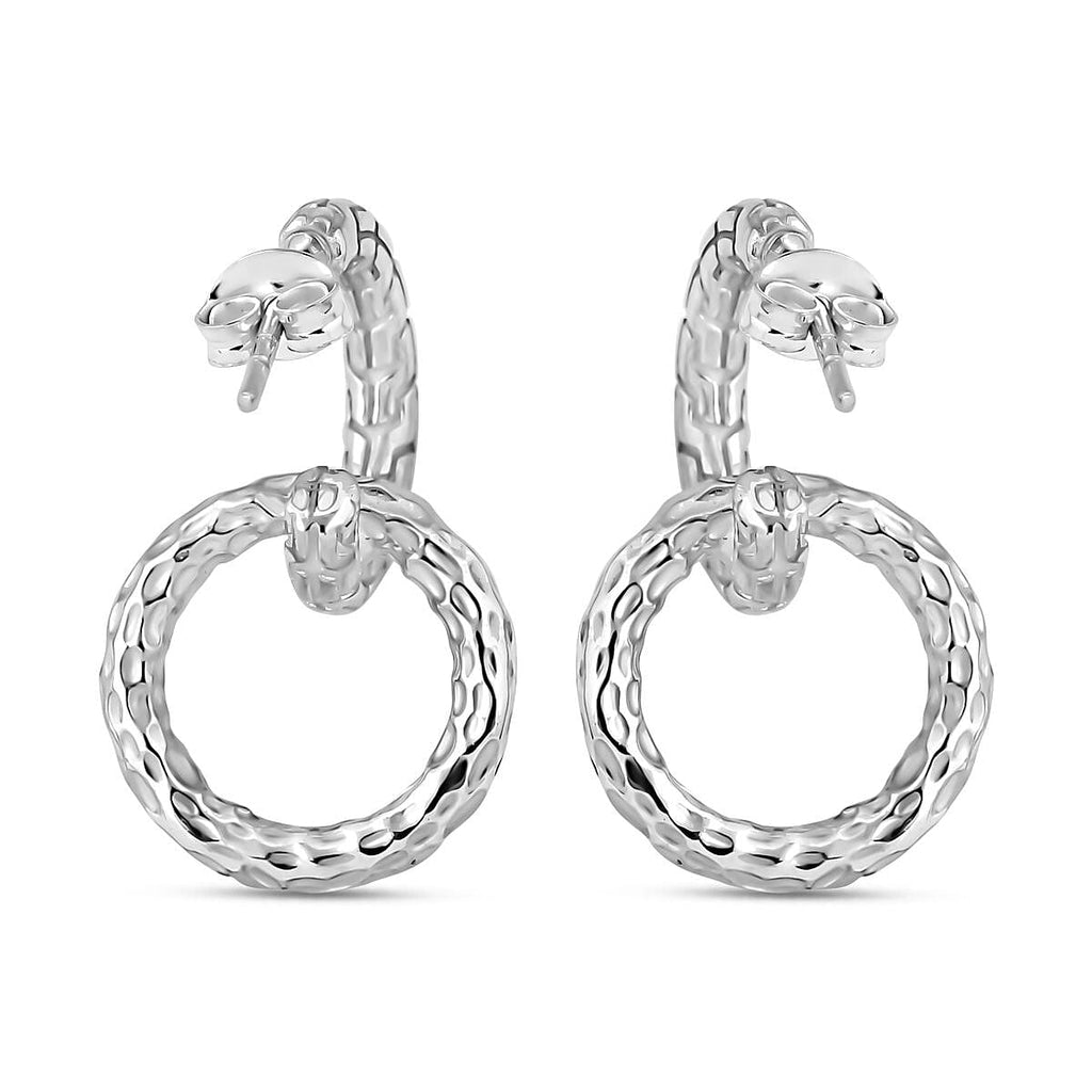 Royal Bali Collection - Sterling Silver Hammered Texture Earrings with Push Back, Silver Wt. 6.20 Gms.
