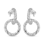 Royal Bali Collection - Sterling Silver Hammered Texture Earrings with Push Back, Silver Wt. 6.20 Gms.