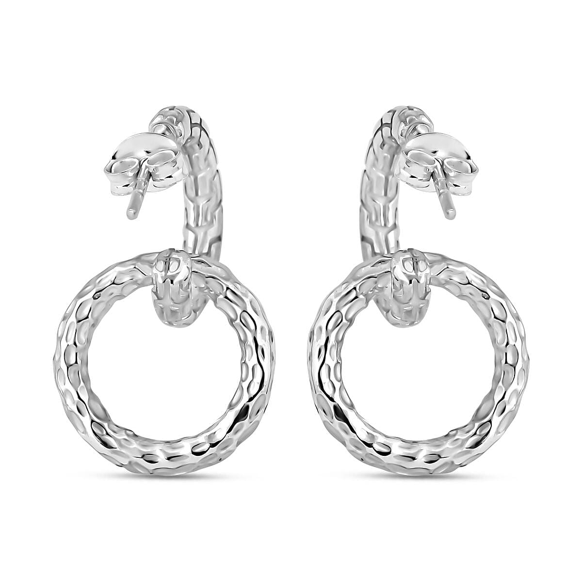 Royal Bali Collection - Sterling Silver Hammered Texture Earrings with Push Back, Silver Wt. 6.20 Gms. 7621003 4