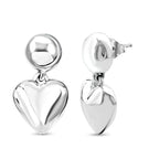 Thai Sterling Silver Heart Dangle Earring with Push Back, Silver Wt. 9.20 Gms